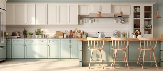 Neutral Color Palette Classic kitchens often use neutral colors such as whites creams beige and soft pastels creating a calm and inviting atmosphere. Creative Banner. Copyspace image