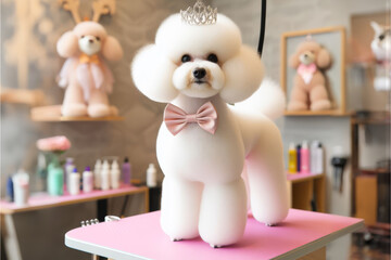 Professional Grooming for Poodle Dogs. AI generated