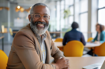 Obraz premium Man, entrepreneur and business portrait in an office for management, entrepreneur and corporate planning. Confident, male executive smiling or happy for marketing, strategy or leadership in workplace