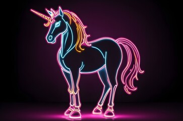 Obraz na płótnie Canvas fairy unicorn cartoon illustration with neon colors