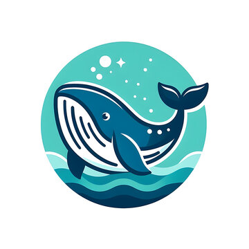 flat logo of  whale illustration vector , whale logo 