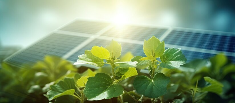 Power plant using renewable solar energy. Creative Banner. Copyspace image