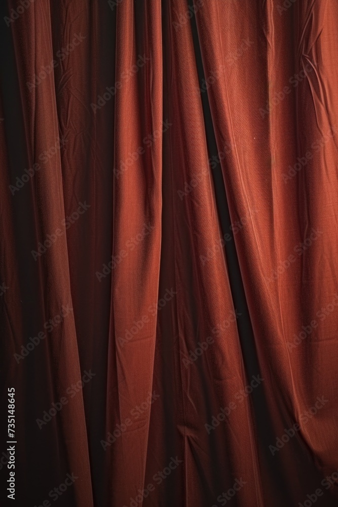 Poster a close-up shot of a vibrant red curtain against a dark black background. this image can be used to 