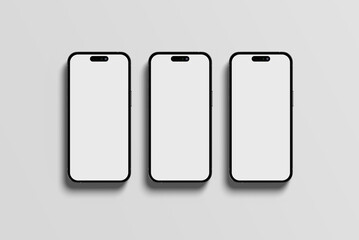 3 modern smartphone illustration white screen and background