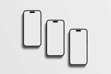 3 modern smartphone illustration white screen and background