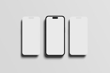 Realistic smartphone and screen mockup illustration on white background