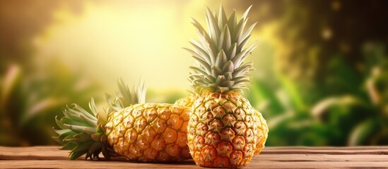 Pineapple fresh fruit organic are agriculture harvest for health and produce for food industry. Creative Banner. Copyspace image