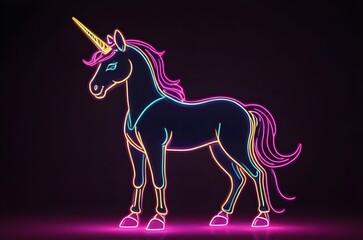 Fototapeta premium fairy unicorn cartoon illustration with neon colors