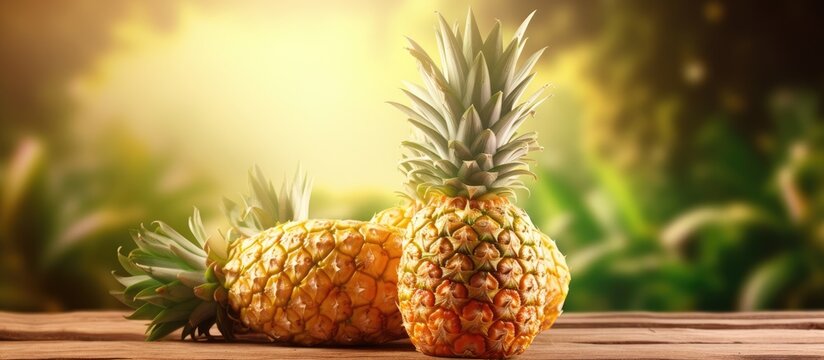 Pineapple fresh fruit organic are agriculture harvest for health and produce for food industry. Creative Banner. Copyspace image