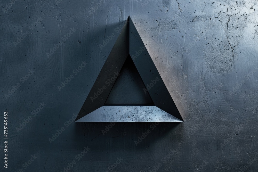 Poster A triangular object is seen mounted on a wall. This versatile image can be used for various purposes