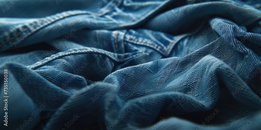Poster a close-up view of a pair of blue jeans. versatile and timeless, this image can be used in a variety