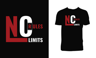 No Rules No Limits Typography And Lettering T Shirt Design. 