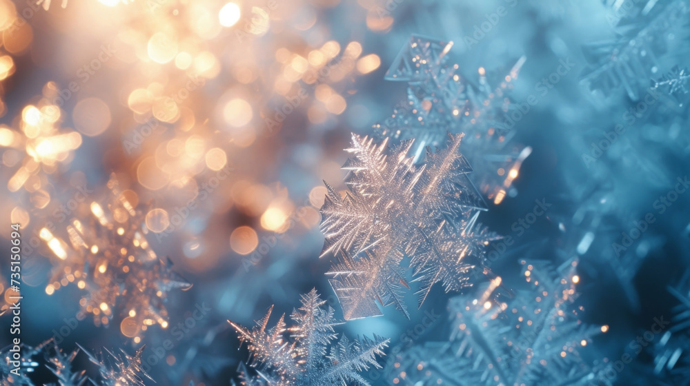 Poster A mesmerizing display of fractallike ice crystals evolving and intertwining in a symphony of geometric beauty.