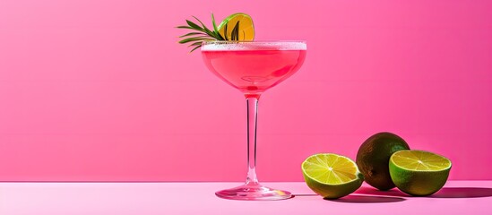 This magnificent cocktail of fresh pink Palomas will change the way you look at tequila A festive drink is ideal for brunch parties and holidays. Creative Banner. Copyspace image