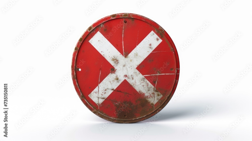 Aufkleber A red and white sign displayed on a white surface. This versatile image can be used for various purposes