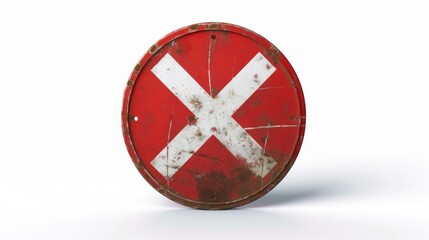 Obraz premium A red and white sign displayed on a white surface. This versatile image can be used for various purposes