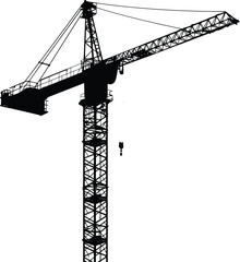 Silhouette Rail Mounted Tower Crane Industrial Heavy Equipment Black Color Only