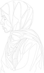 aesthetic women hijab continuous line art style symbol of women days