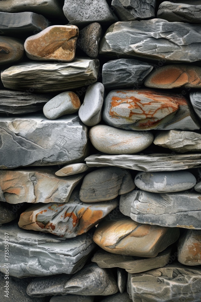 Poster a pile of rocks stacked on top of each other. can be used as a symbol of balance, nature, or creativ