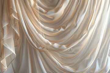 A close-up view of a wedding dress draped in elegant white fabric. Perfect for bridal magazines and wedding planning websites