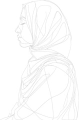aesthetic women hijab continuous line art style symbol of women days