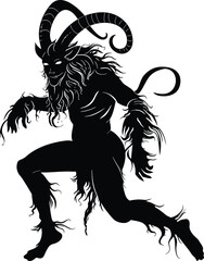 Silhouette satyr ancient mythology creature black color only full body - obrazy, fototapety, plakaty