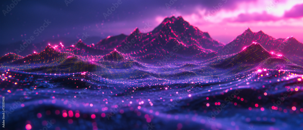 Poster futuristic abstract background with glowing particles and energy, concept of technology and science 