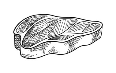 Meat product linear. Hand drawn sketch of beef and pork. Minimalistic creativity and art. Graphic element for website. Outline flat vector illustration isolated on white background