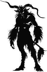 Silhouette satyr ancient mythology creature black color only full body - obrazy, fototapety, plakaty