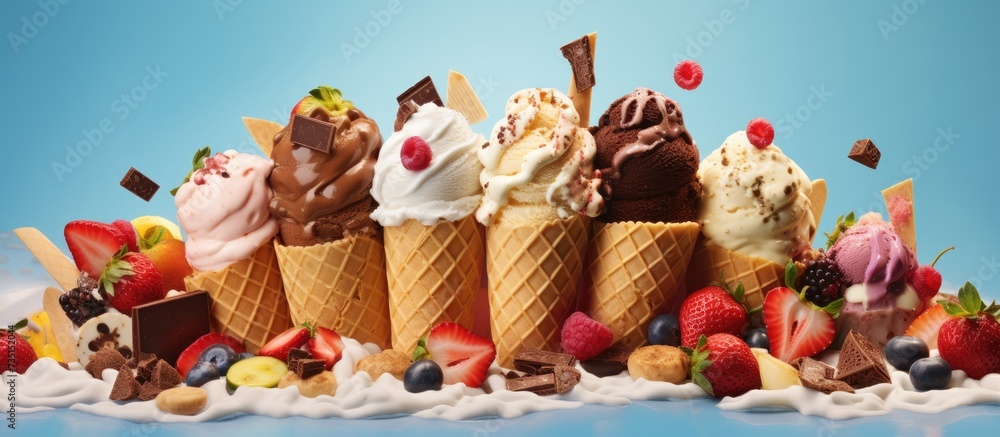Aufkleber various sweet taco ice creams waffle taco shells with chocolate and vanilla flavour ice cream with d