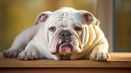 canine bulldog english white - obrazy, fototapety, plakaty