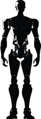 Silhouette robot character black color only full body