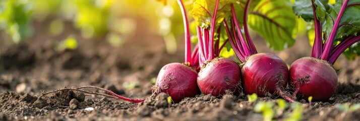 Freshly picked beets on the farm field, the concept of agriculture and growing vegetables 