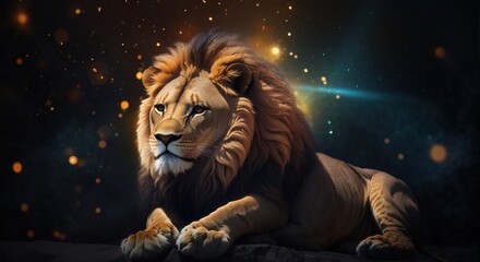 lion in the dark background