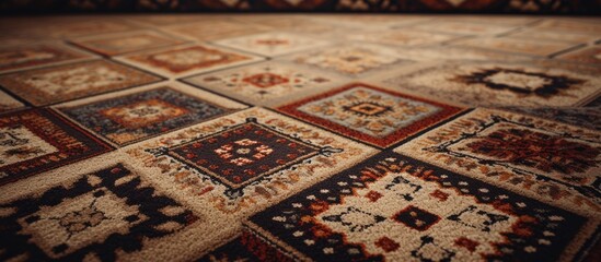 Modern geometric textile fabric floor carpet. Creative Banner. Copyspace image