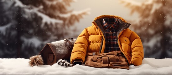 Organize winter clothes Seasonal change of clothing. Creative Banner. Copyspace image - obrazy, fototapety, plakaty