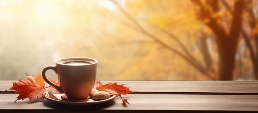 people season and leisure concept person drinking black coffee and reading book at home in autumn. Creative Banner. Copyspace image