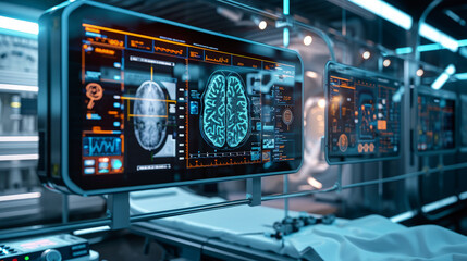 Innovative and futuristic healthcare brought to life with AI diagnostics and state-of-the-art medical equipment. See how technology is revolutionizing medical care.