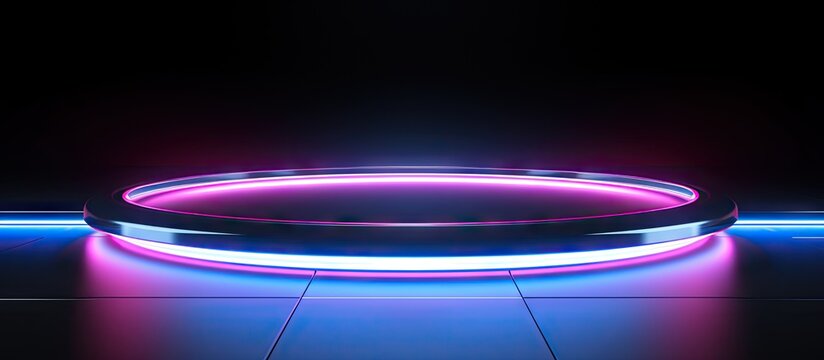 Vivid digital cyber board Glowing energy blocks Shining empty space Magic neon forms Shape of light Led platform on arena Colorful dynamic lines Fantasy ui Glint bright scene Futuristic hud