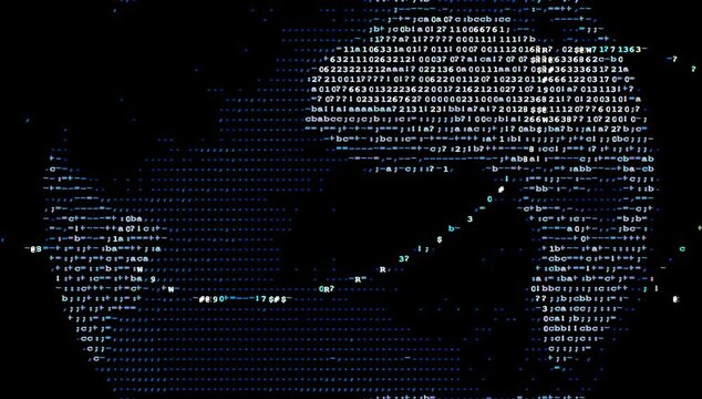 binary code background with the world turning and a line traveling from destination to destination.