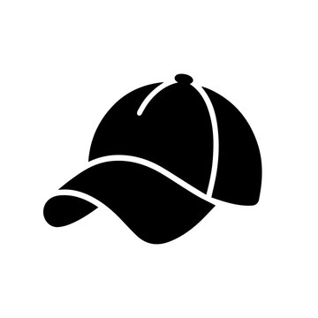 Baseball cap icon. Symbol of baseball cap. Black baseball cap icon isolated on white