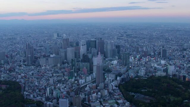 Tokyo aerial evening shinjuku