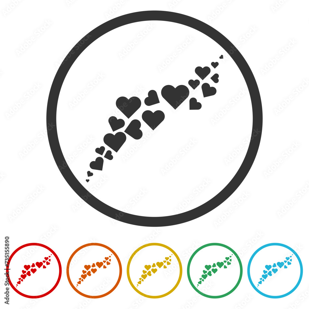 Poster hearts template. set icons in color circle buttons