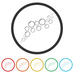 Bubble water template. Set icons in color circle buttons