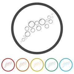 Bubble water template. Set icons in color circle buttons