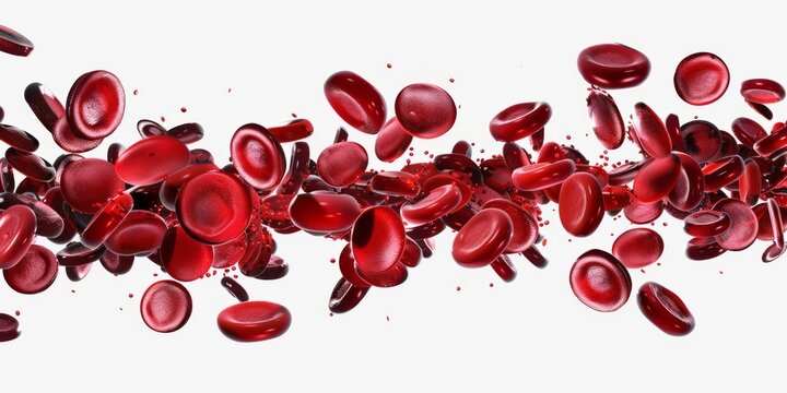 Red blood cells flowing in a vein or artery.