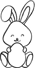 Rabbit with egg drawing holiday decoration.