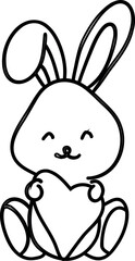 Rabbit with heart drawing holiday decoration.