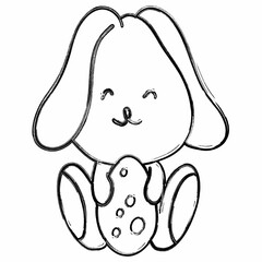 Rabbit with egg drawing holiday decoration.