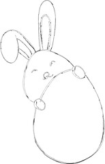 Rabbit with egg drawing holiday decoration.